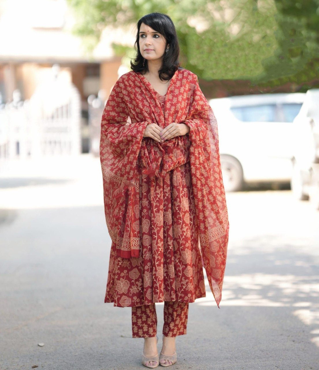 Fully Stiched Rayzon Printed Kurti Pant Dupatta - Image 5