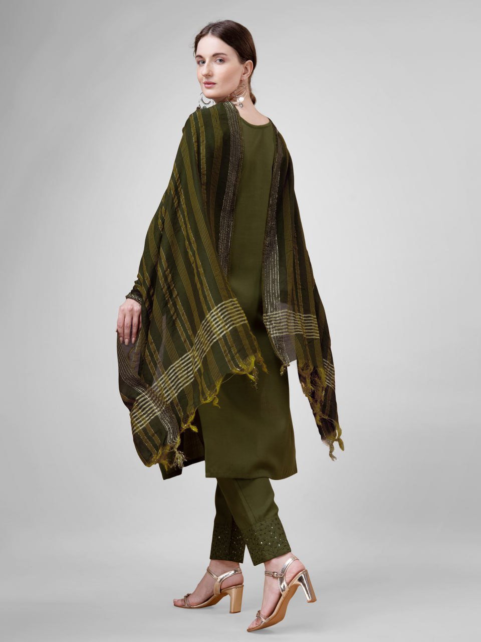 Fully Stiched Cotton Blend Kurti Pant Dupatta - Image 4