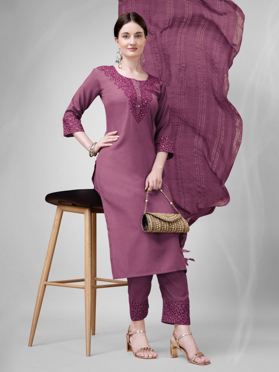 Fully Stiched Cotton Blend Kurti Pant Dupatta