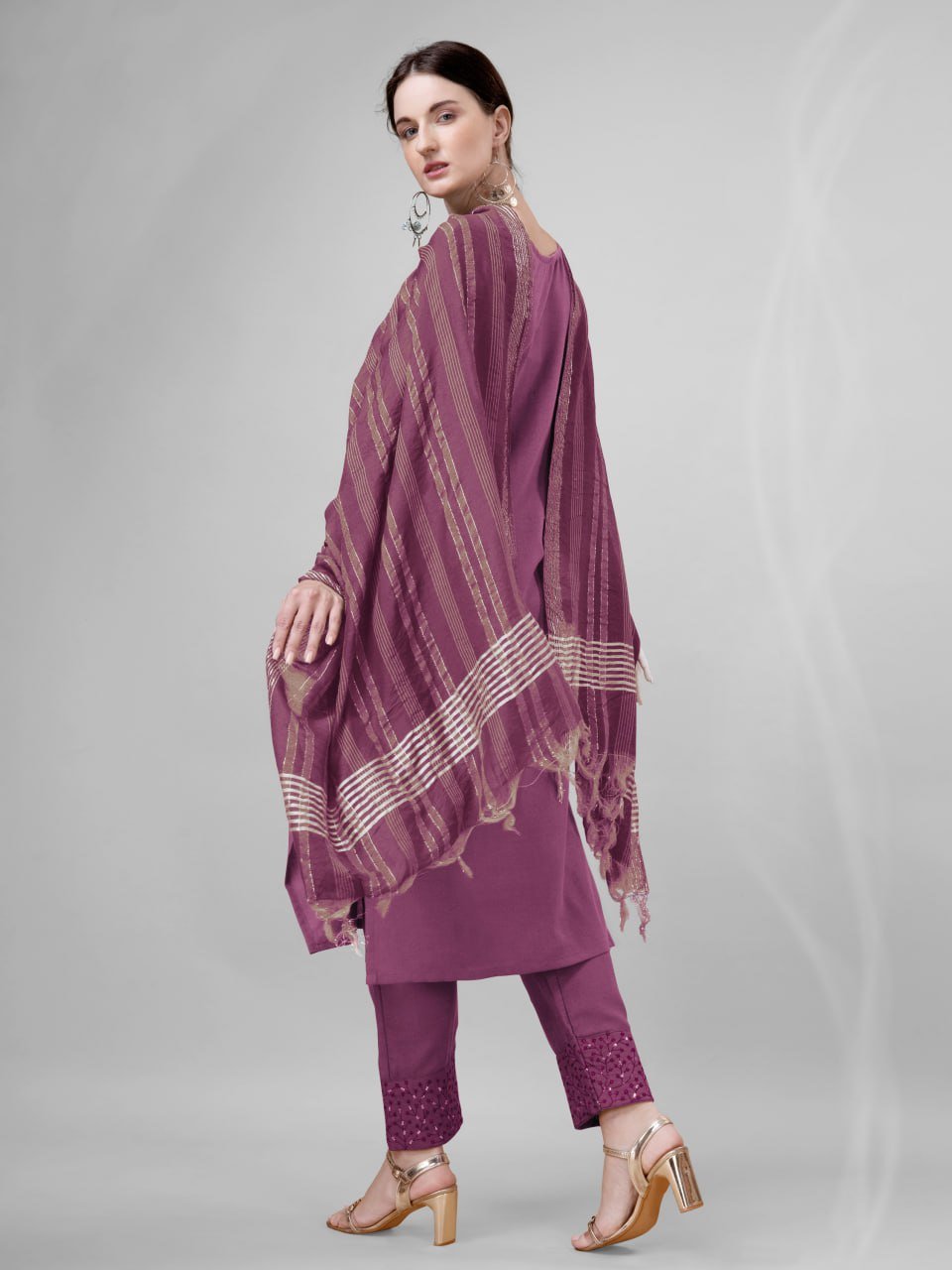 Fully Stiched Cotton Blend Kurti Pant Dupatta - Image 4