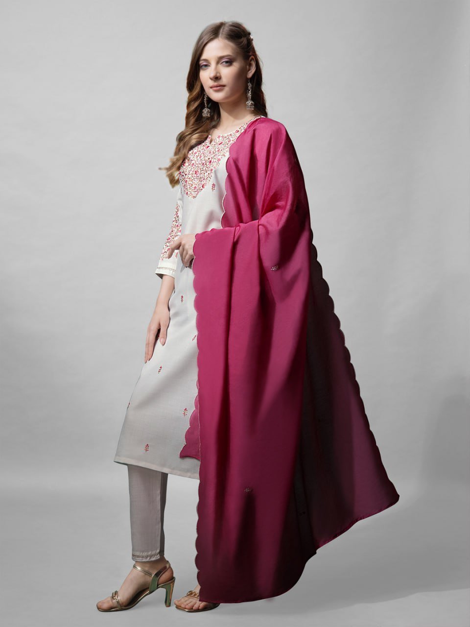 Fully Stiched Cotton Kurti Pant Dupatta - Image 3