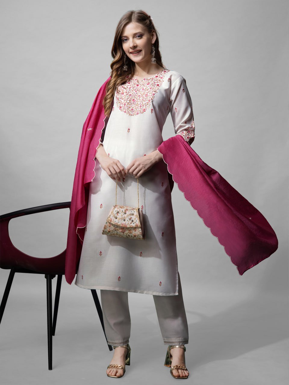 Fully Stiched Cotton Kurti Pant Dupatta - Image 5