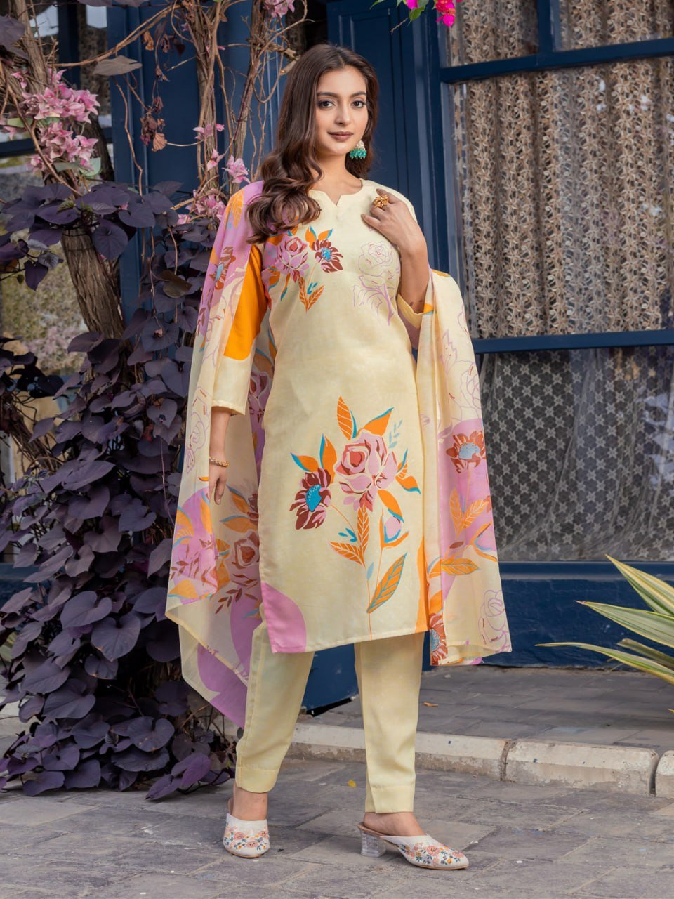 Fully Stiched Cotton Kurti Pant Dupatta - Image 2