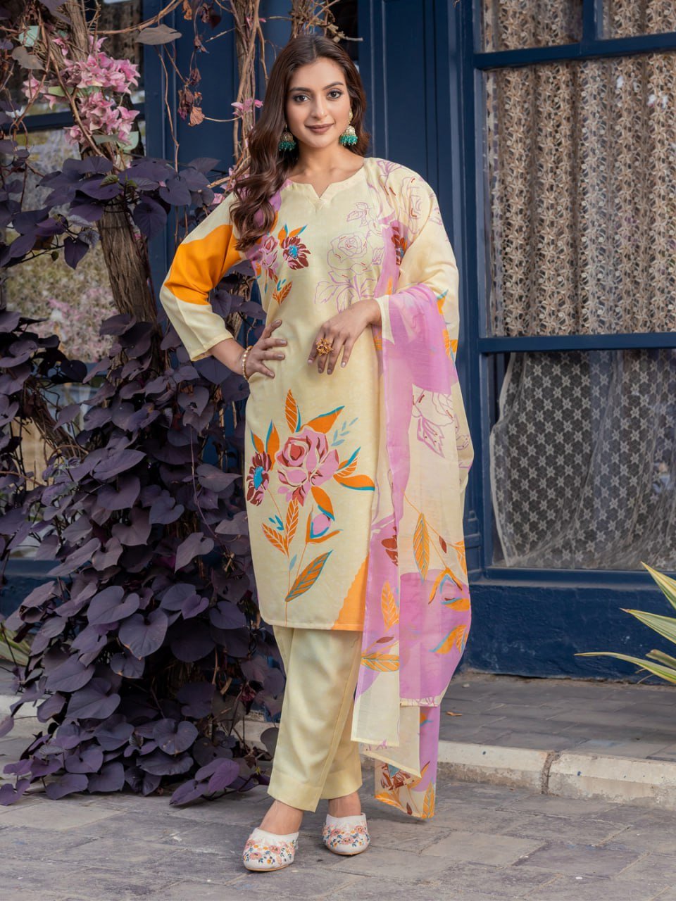 Fully Stiched Cotton Kurti Pant Dupatta - Image 3