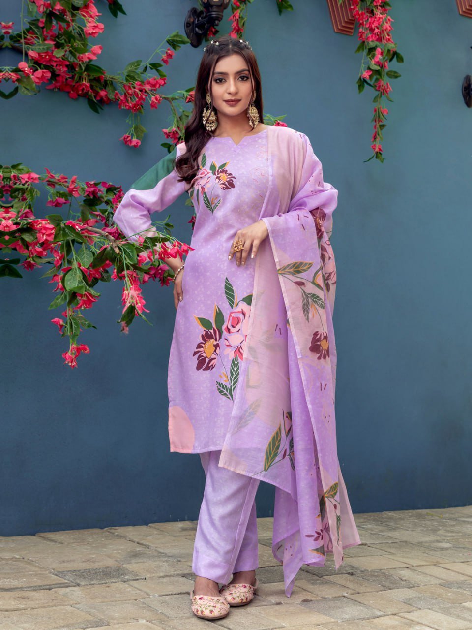 Fully Stiched Cotton Kurti Pant Dupatta - Image 2
