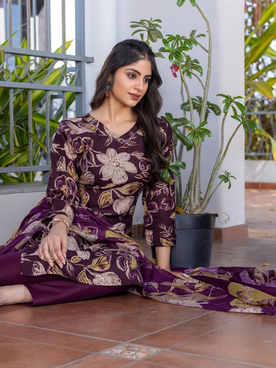 Fully Stiched Cotton Kurti Pant Dupatta - Image 2