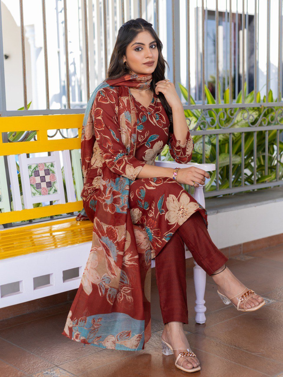 Fully Stiched Cotton Kurti Pant Dupatta - Image 3