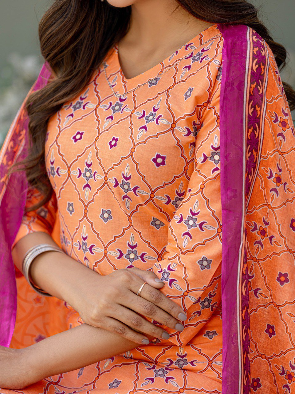 Fully Stiched Cotton Kurti Pant Dupatta - Image 2