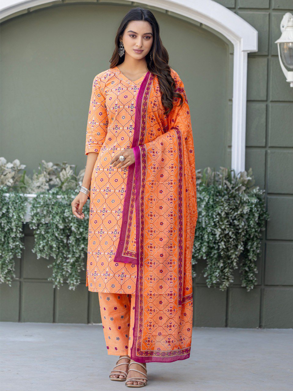 Fully Stiched Cotton Kurti Pant Dupatta - Image 4