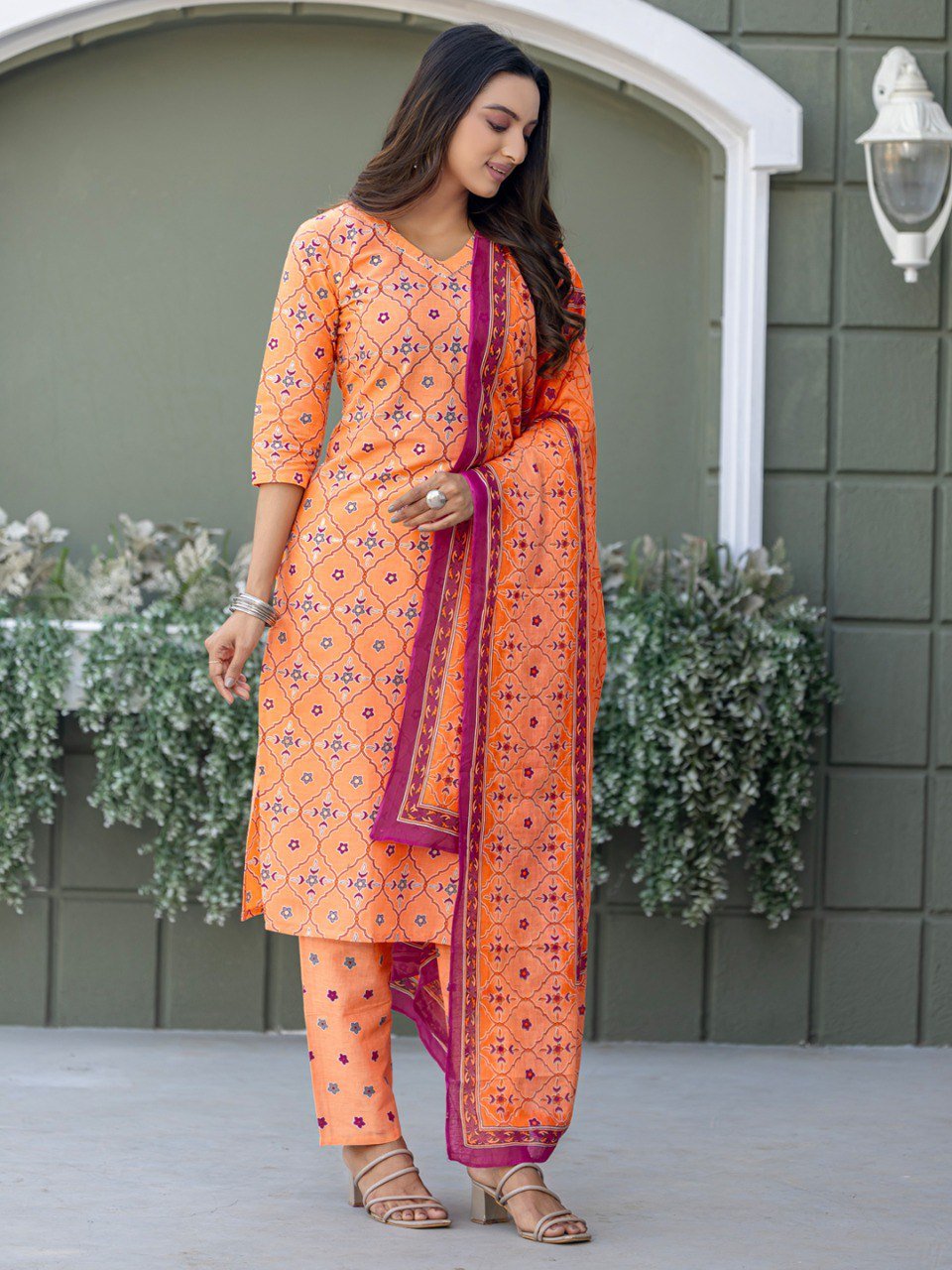 Fully Stiched Cotton Kurti Pant Dupatta - Image 5