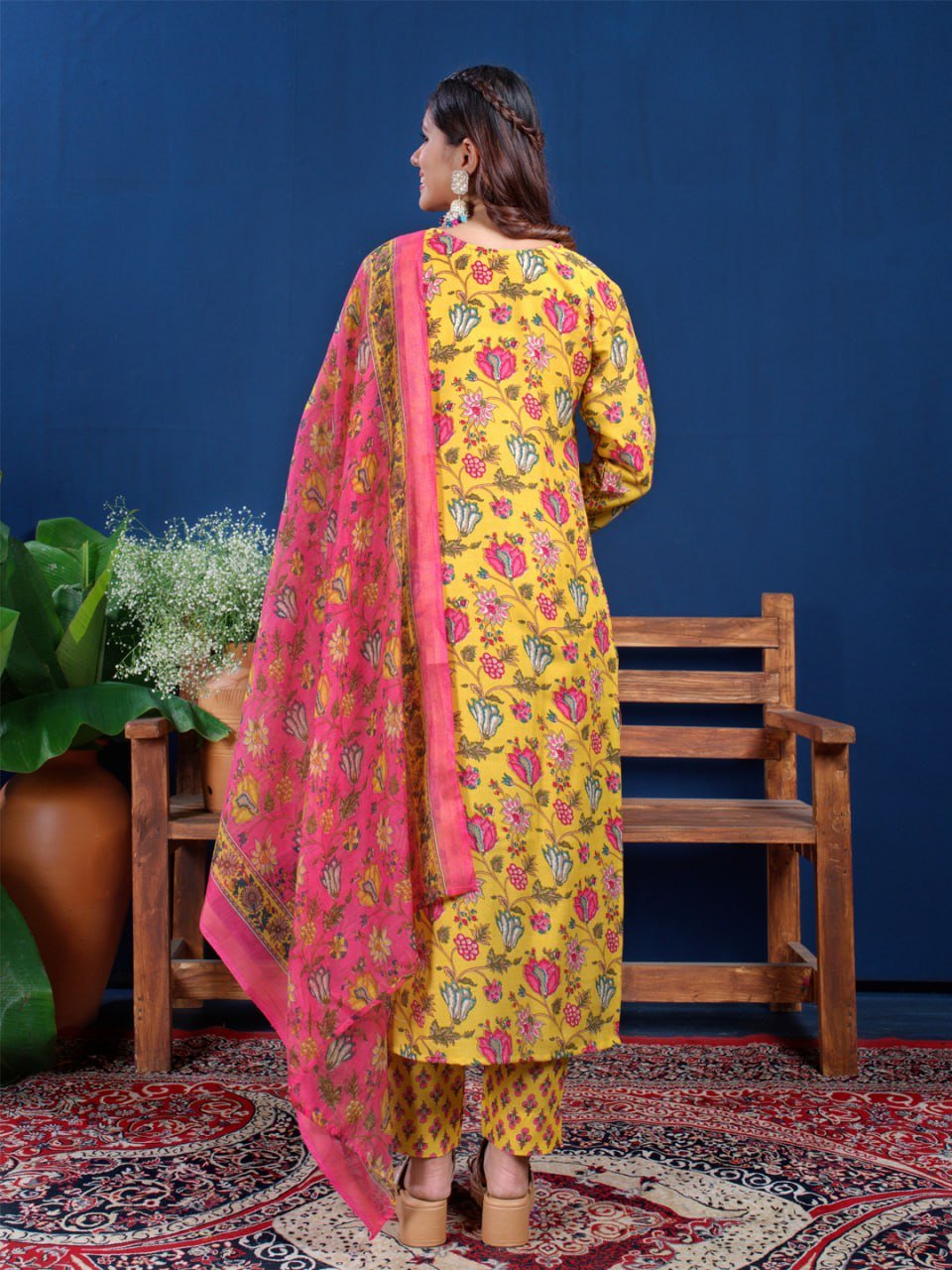 Fully Stiched Cotton Kurti Pant Dupatta - Image 3
