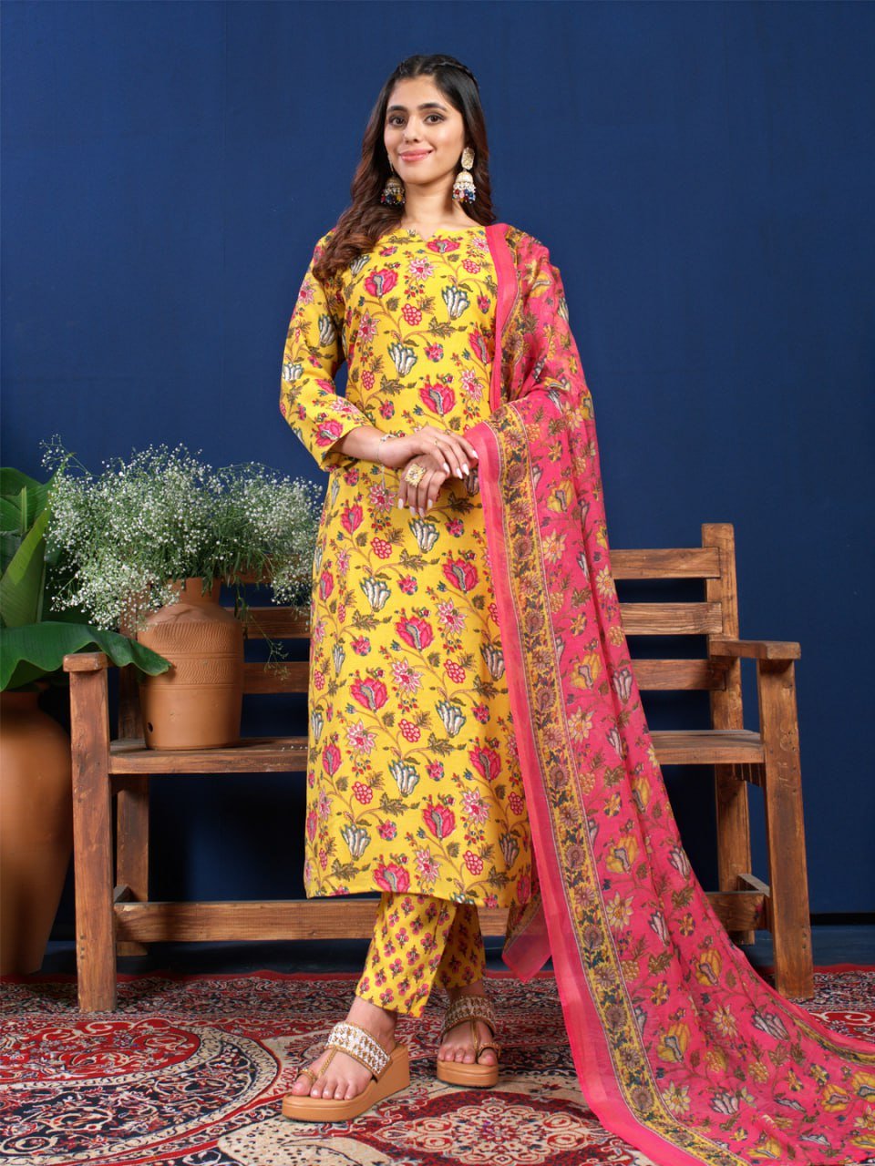 Fully Stiched Cotton Kurti Pant Dupatta - Image 4