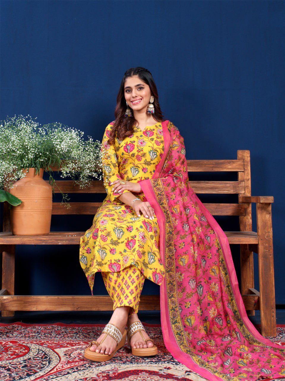 Fully Stiched Cotton Kurti Pant Dupatta - Image 5