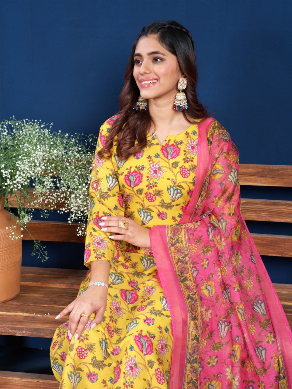 Fully Stiched Cotton Kurti Pant Dupatta - Image 6