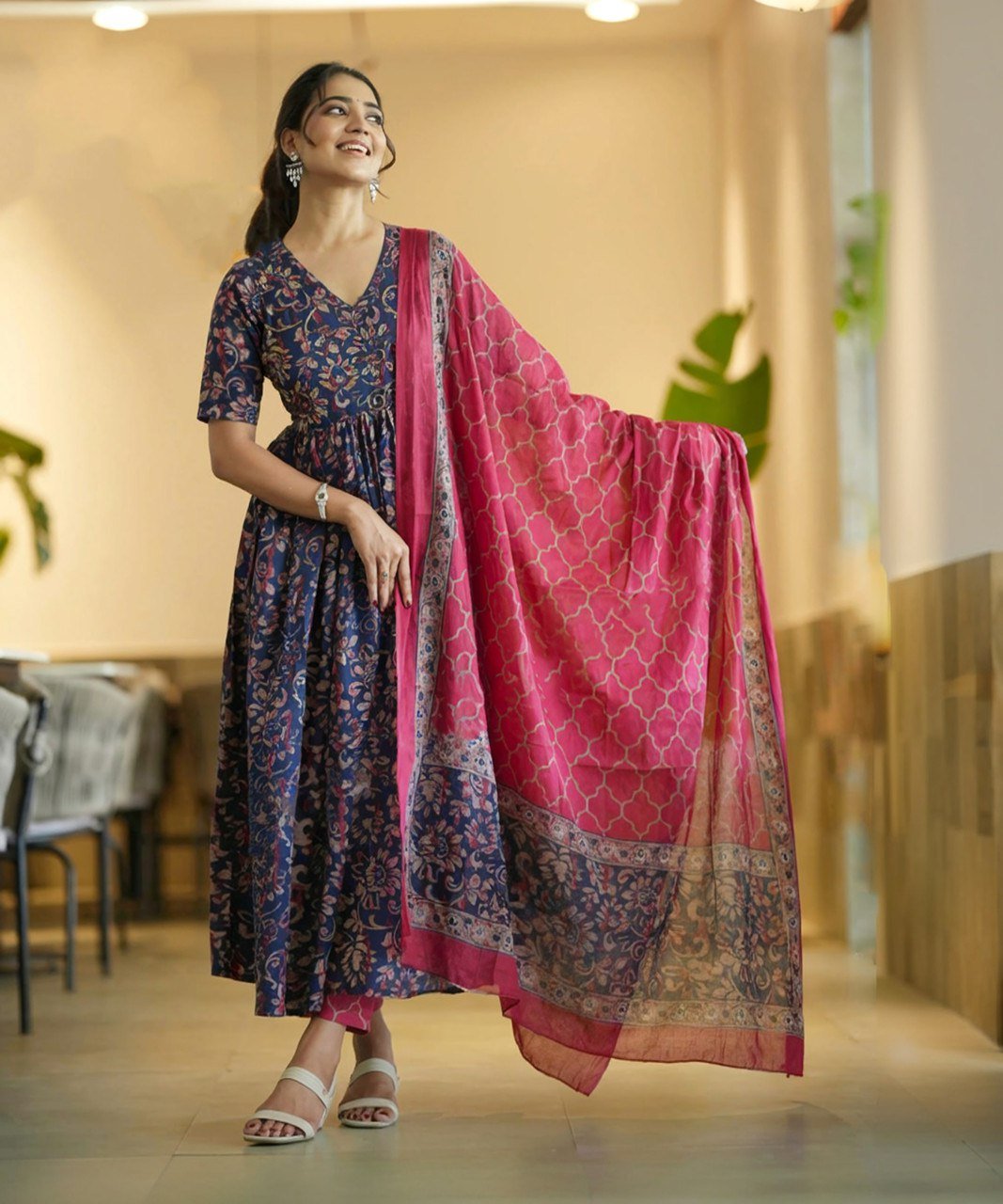 Fully Stiched Rayzon Printed Kurti Pant Dupatta - Image 5